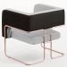 Kit 02 Poltronas Scarlett D02 Base De Aço New Cobre Corano Preto C-05 Linho Cinza D-315 - Lyam Decor