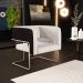 Kit 02 Poltronas Scarlett D02 Base De Aço New Cobre Corano Preto C-05 Linho Cru C-443 - Lyam Decor