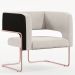 Kit 02 Poltronas Scarlett D02 Base De Aço New Cobre Corano Preto C-05 Linho Cru C-443 - Lyam Decor