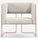 Kit 02 Poltronas Scarlett D02 Base De Aço New Cobre Corano Preto C-05 Linho Cru C-443 - Lyam Decor