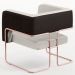 Kit 02 Poltronas Scarlett D02 Base De Aço New Cobre Corano Preto C-05 Linho Cru C-443 - Lyam Decor