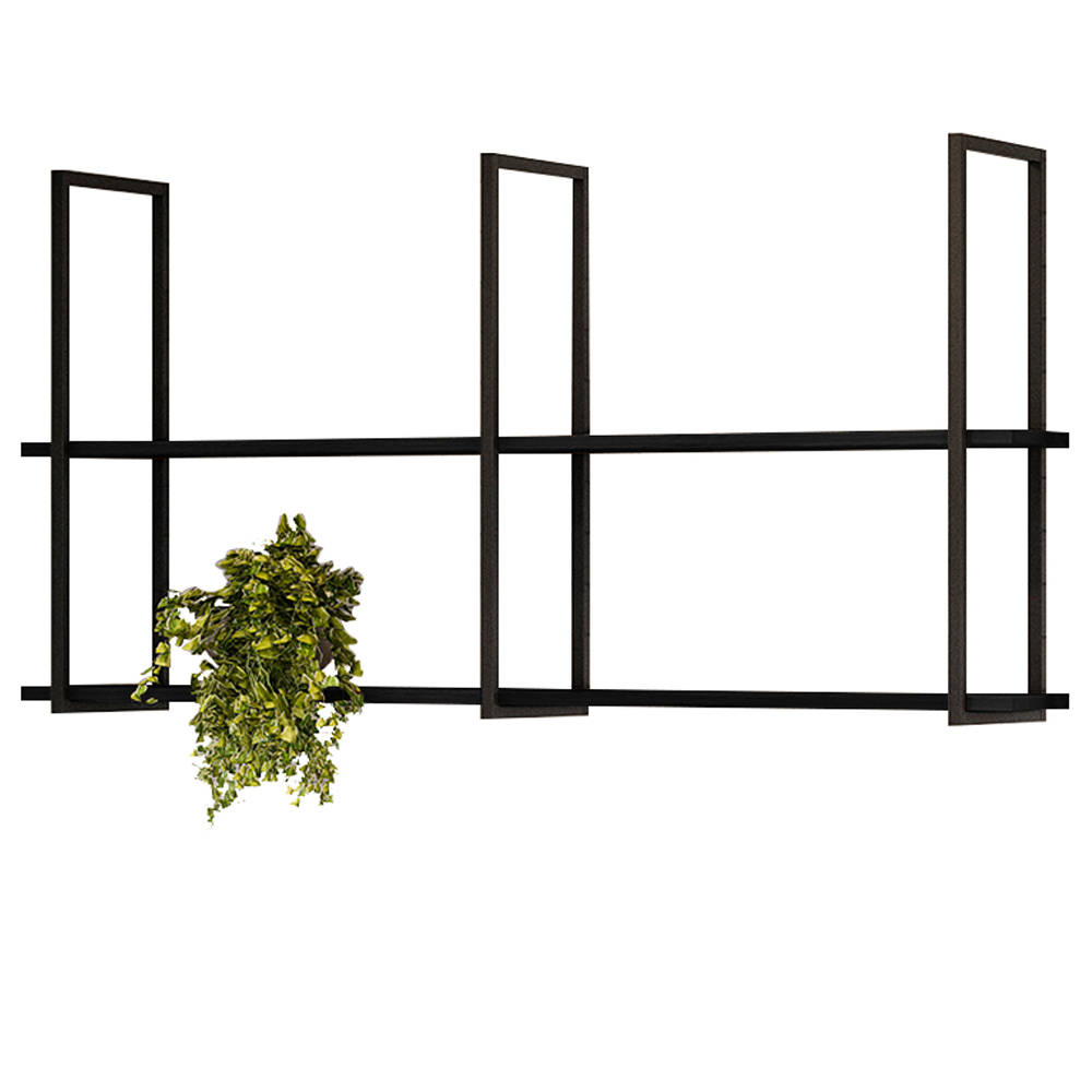 Kit 02 Prateleiras Decorativas Industrial Multiuso 135cm Design D01 Preto - Lyam Decor