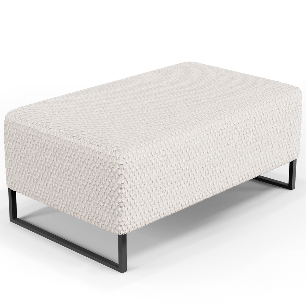 Kit 02 Puff Decorativo Para Sala de Estar Cléo Base de Ferro Preto 90 cm W01 Bouclê Cru - Lyam