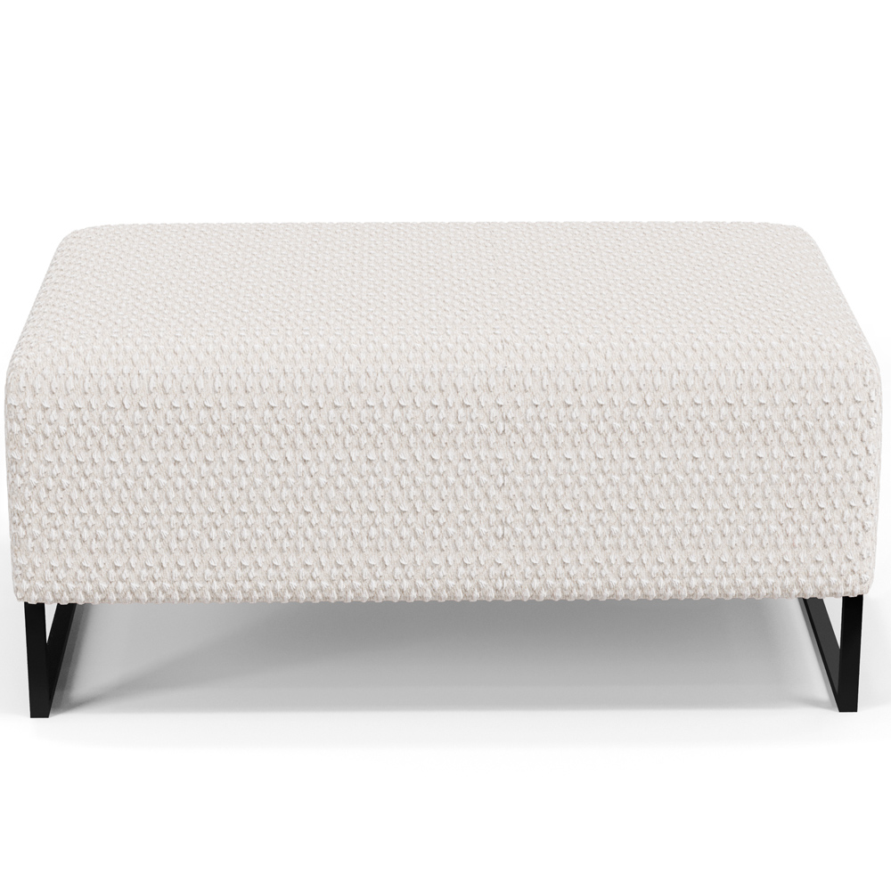 Kit 02 Puff Decorativo Para Sala de Estar Cléo Base de Ferro Preto 90 cm W01 Bouclê Cru - Lyam