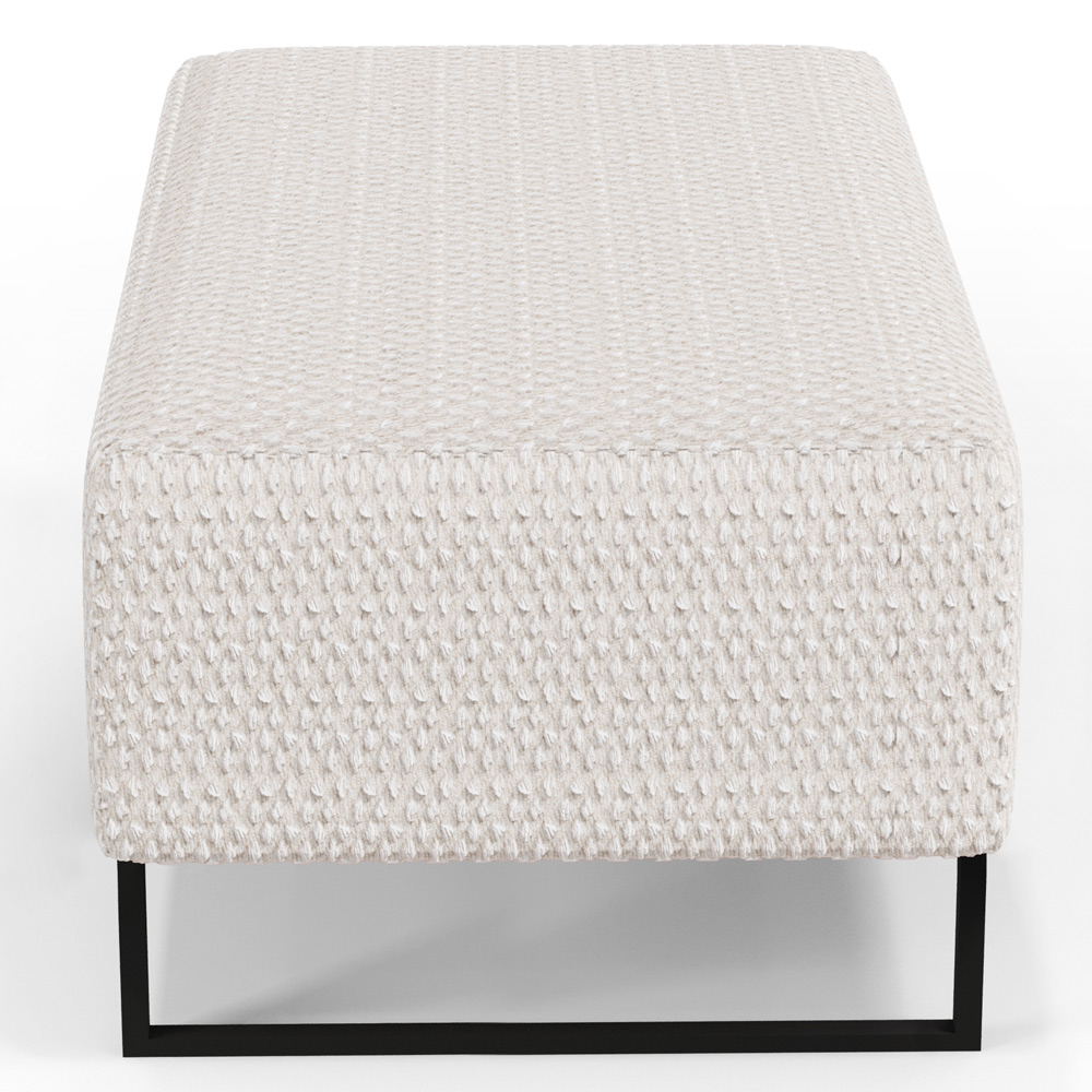 Kit 02 Puff Decorativo Para Sala de Estar Cléo Base de Ferro Preto 90 cm W01 Bouclê Cru - Lyam