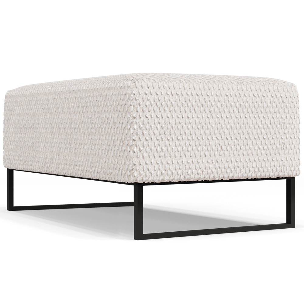 Kit 02 Puff Decorativo Para Sala de Estar Cléo Base de Ferro Preto 90 cm W01 Bouclê Cru - Lyam
