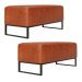 Kit 02 Puff Decorativo Para Sala de Estar Cléo W01 Base de Ferro 90 cm Couríssimo Camel - Lyam Decor