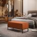 Kit 02 Puff Decorativo Para Sala de Estar Cléo W01 Base de Ferro 90 cm Couríssimo Camel - Lyam Decor