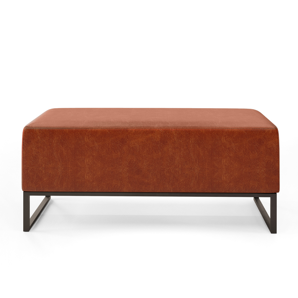 Kit 02 Puff Decorativo Para Sala de Estar Cléo W01 Base de Ferro 90 cm Couríssimo Camel - Lyam Decor