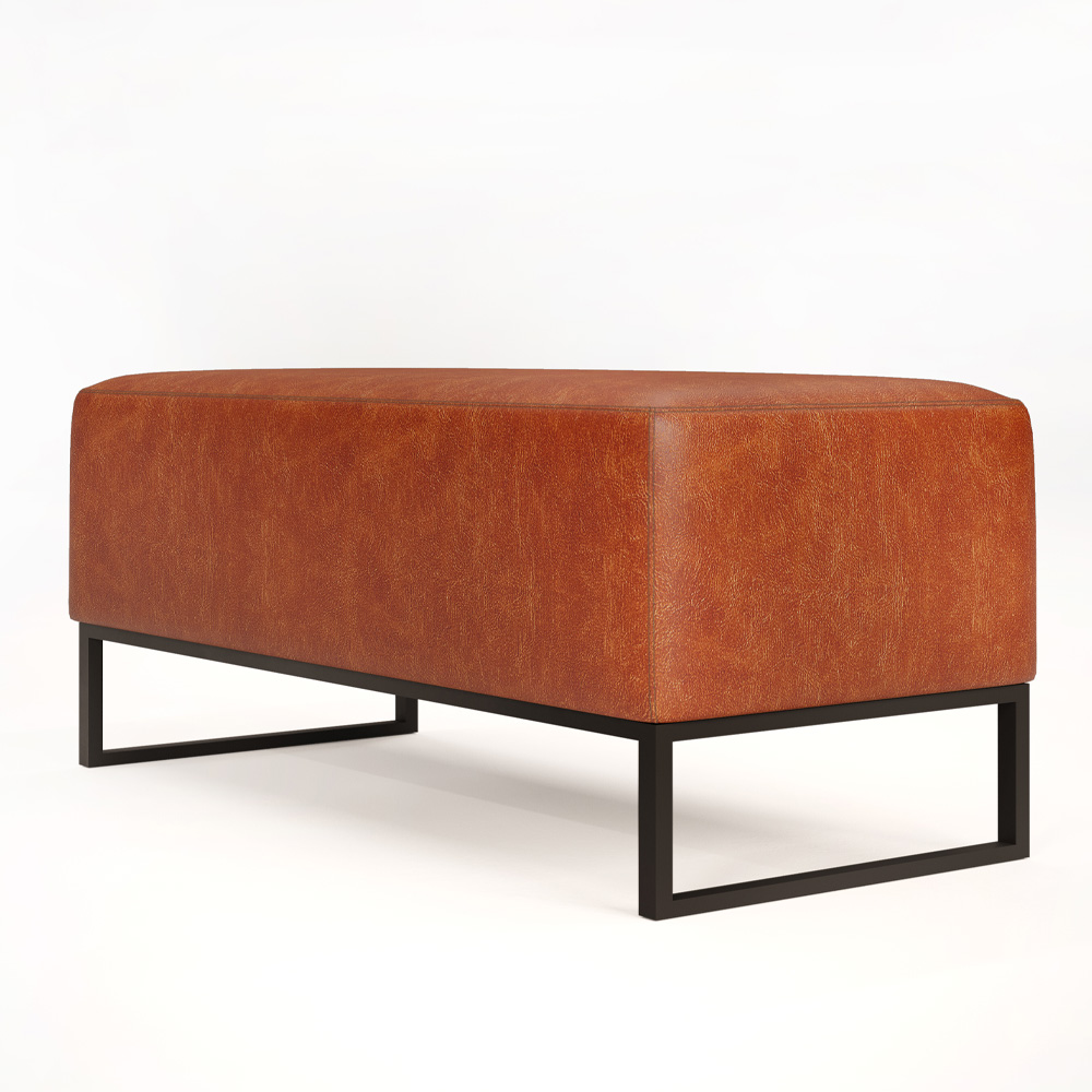 Kit 02 Puff Decorativo Para Sala de Estar Cléo W01 Base de Ferro 90 cm Couríssimo Camel - Lyam Decor
