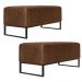 Kit 02 Puff Decorativo Para Sala de Estar Cléo W01 Base de Ferro 90cm Couríssimo Marrom - Lyam Decor