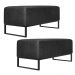 Kit 02 Puff Decorativo Sala Estar Cléo W01 Base de Ferro 90cm Couríssimo Preto Brilho - Lyam Decor