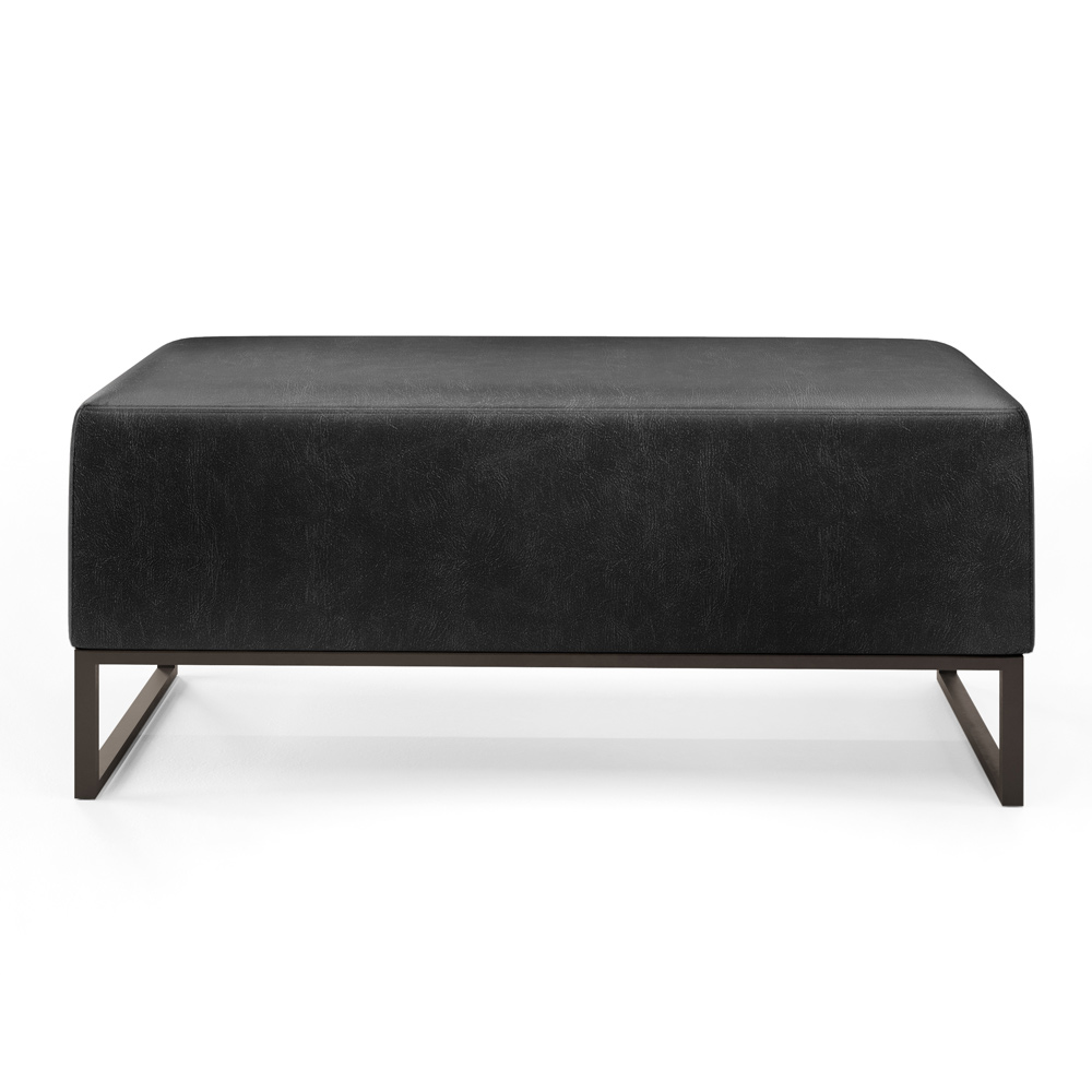 Kit 02 Puff Decorativo Sala Estar Cléo W01 Base de Ferro 90cm Couríssimo Preto Brilho - Lyam Decor