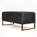 Kit 02 Puff Decorativo Sala Estar Cléo W01 Base de Ferro 90cm Couríssimo Preto Brilho - Lyam Decor