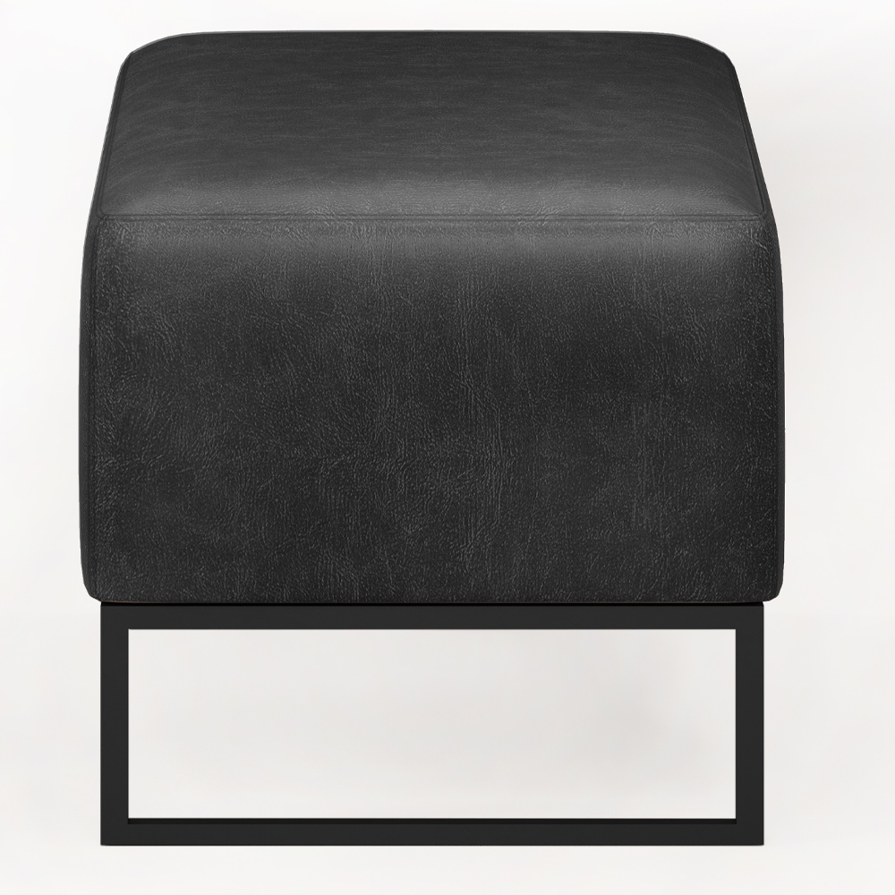Kit 02 Puff Decorativo Sala Estar Cléo W01 Base de Ferro 90cm Couríssimo Preto Brilho - Lyam Decor