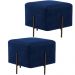Kit 02 Puff Quadrado Decorativo Status 45x45 D02 Pés de Aço Veludo Azul Oxford C-304 - Lyam Decor