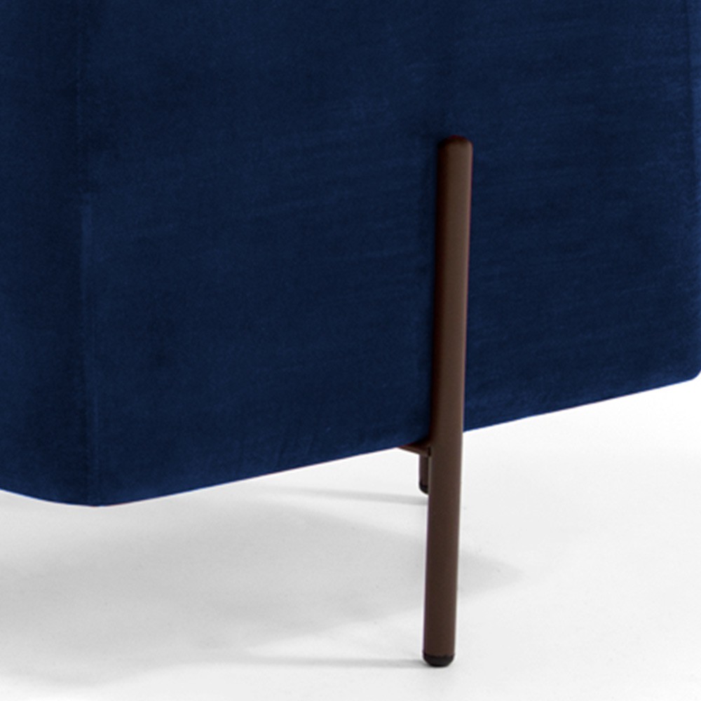 Kit 02 Puff Quadrado Decorativo Status 45x45 D02 Pés de Aço Veludo Azul Oxford C-304 - Lyam Decor