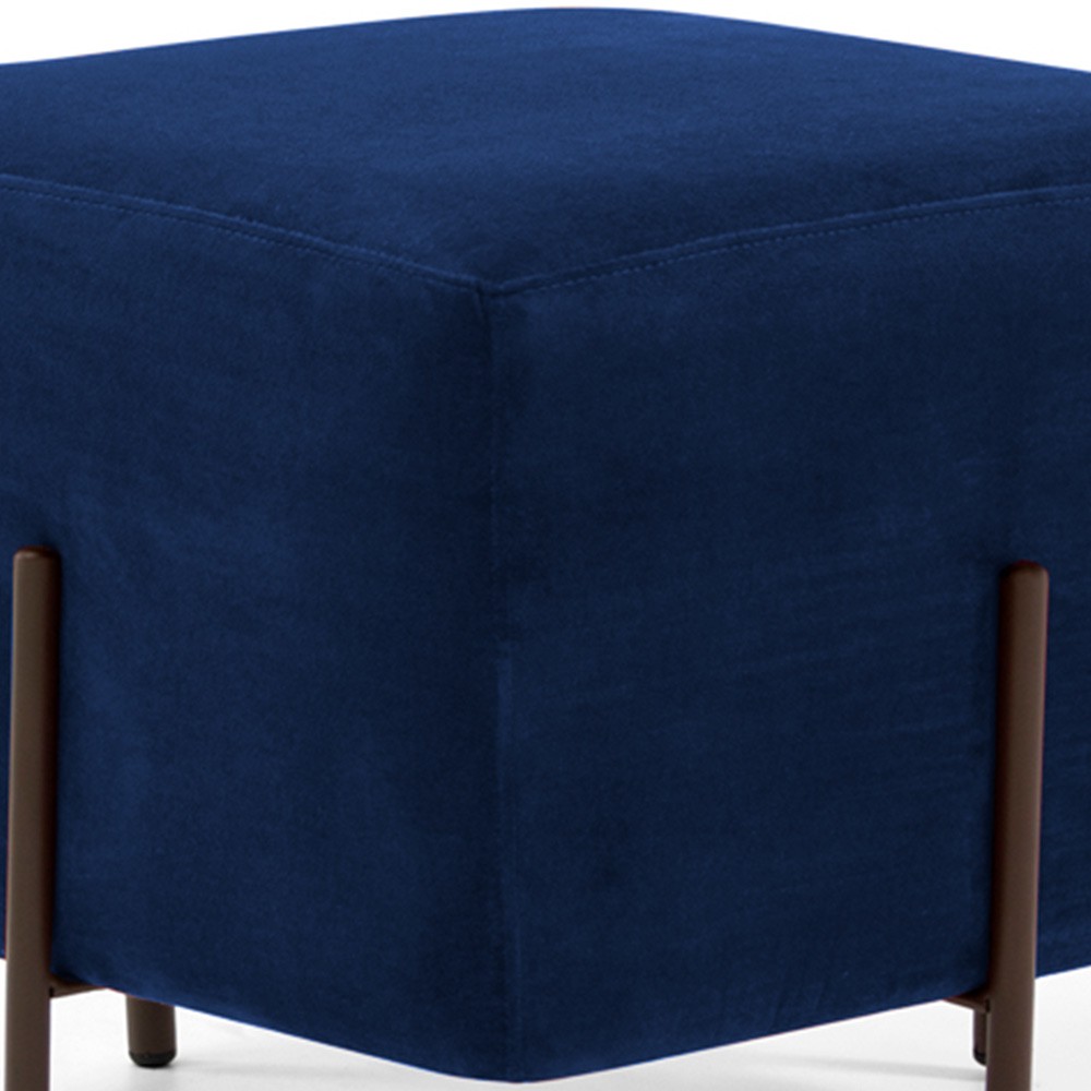 Kit 02 Puff Quadrado Decorativo Status 45x45 D02 Pés de Aço Veludo Azul Oxford C-304 - Lyam Decor