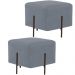 Kit 02 Puff Quadrado Decorativo Status 45x45 D02 Pés de Aço Veludo Cinza C-317 - Lyam Decor