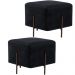 Kit 02 Puff Quadrado Decorativo Status 45x45 D02 Pés de Aço Veludo Preto C-300 - Lyam Decor