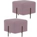 Kit 02 Puff Quadrado Decorativo Status 45x45 D02 Pés de Aço Veludo Rosê C-305 - Lyam Decor