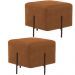 Kit 02 Puff Quadrado Decorativo Status 45x45 D02 Pés de Aço Veludo Telha C-262 - Lyam Decor