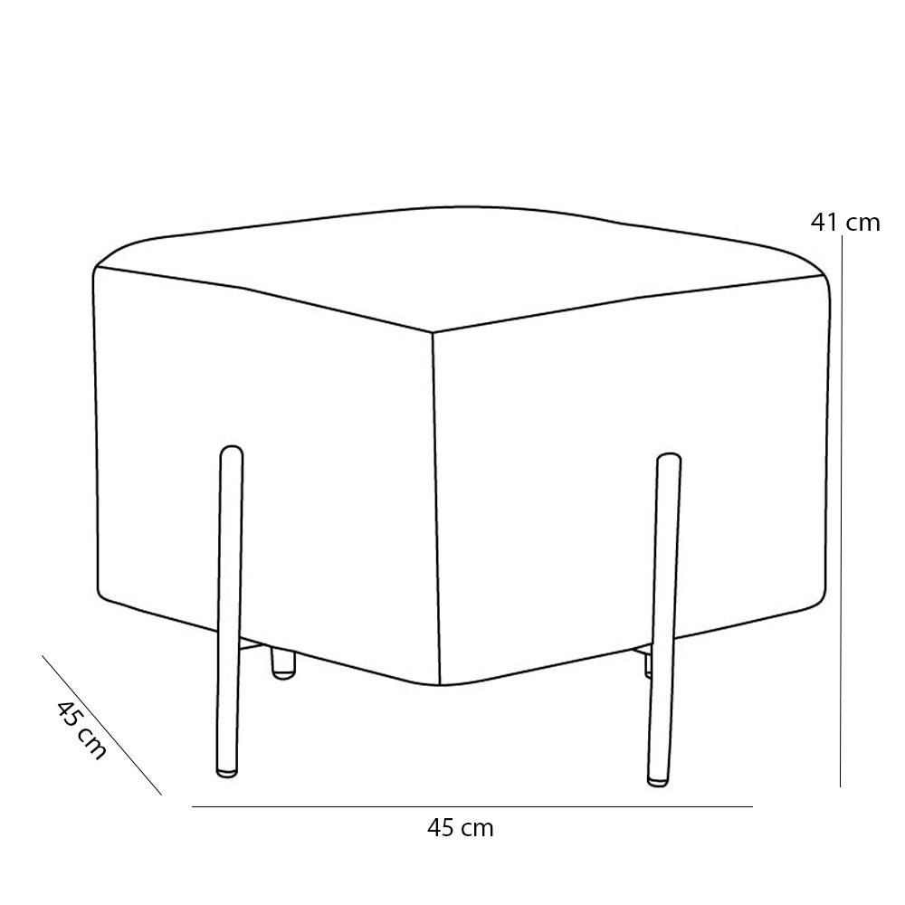 Kit 02 Puff Quadrado Decorativo Status 45x45 D02 Pés de Aço Veludo Telha C-262 - Lyam Decor
