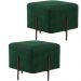 Kit 02 Puff Quadrado Decorativo Status 45x45 D02 Pés de Aço Veludo Verde C-303 - Lyam Decor