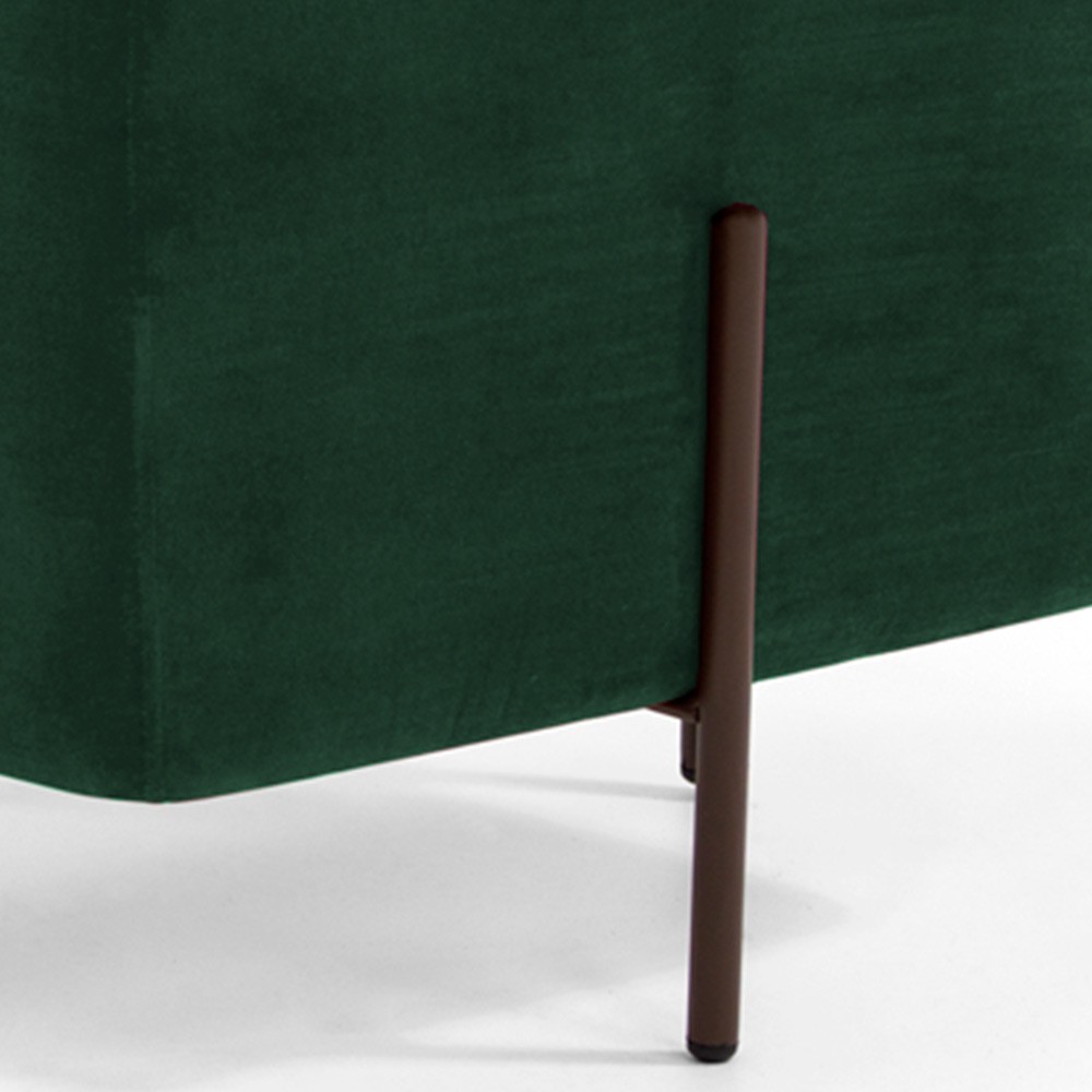 Kit 02 Puff Quadrado Decorativo Status 45x45 D02 Pés de Aço Veludo Verde C-303 - Lyam Decor