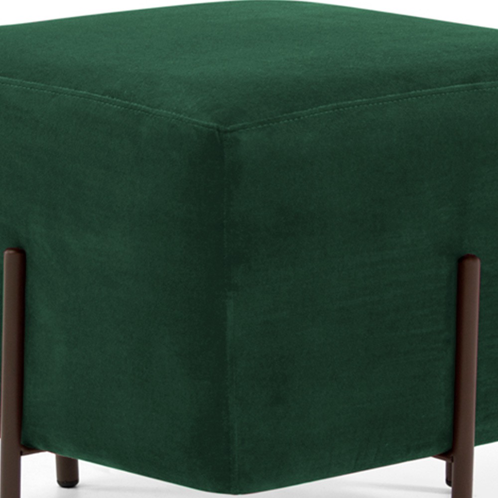Kit 02 Puff Quadrado Decorativo Status 45x45 D02 Pés de Aço Veludo Verde C-303 - Lyam Decor