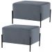 Kit 02 Puff Quadrado Decorativo Status 60x45 D02 Pés de Aço Veludo Cinza C-317 - Lyam Decor