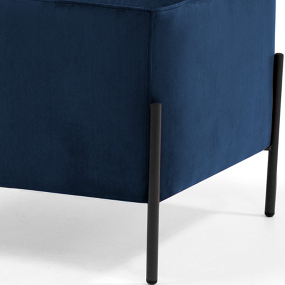 Kit 02 Puff Retangular Decorativo Status 60x45 D02 Pés de Aço Veludo Azul Oxford C-304 - Lyam Decor