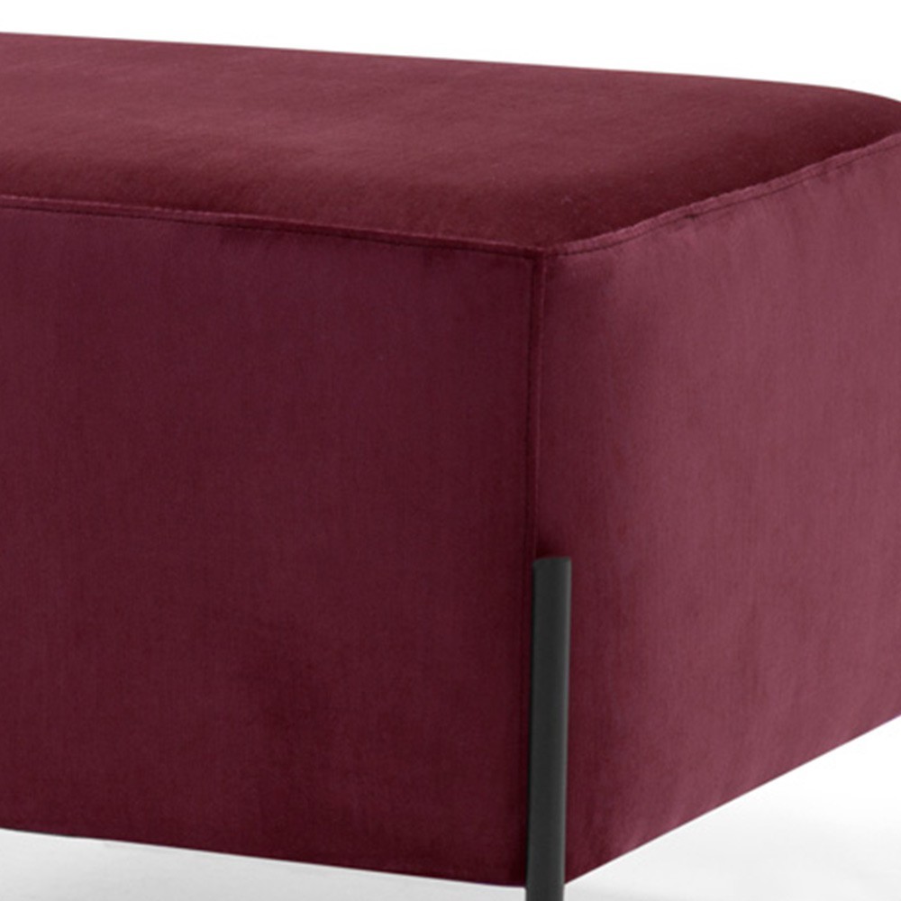 Kit 02 Puff Retangular Decorativo Status 60x45 D02 Pés de Aço Veludo Marsala C-278 - Lyam Decor