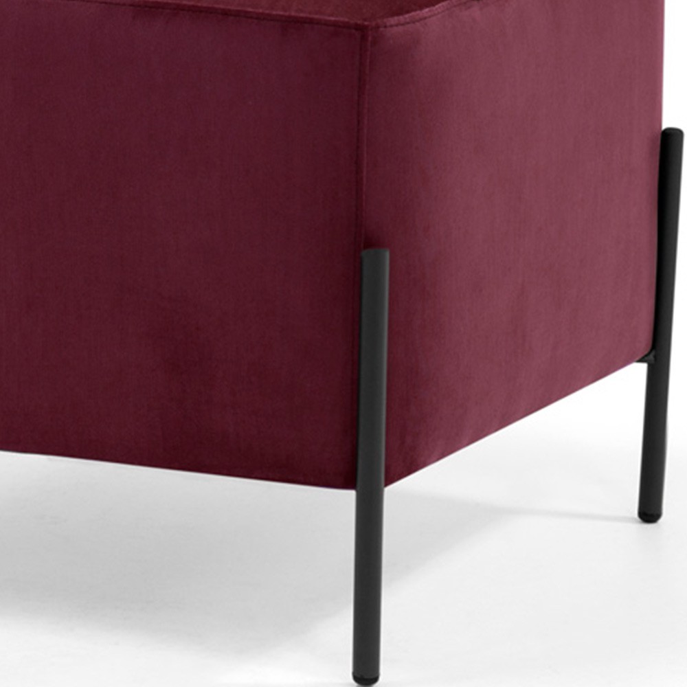Kit 02 Puff Retangular Decorativo Status 60x45 D02 Pés de Aço Veludo Marsala C-278 - Lyam Decor