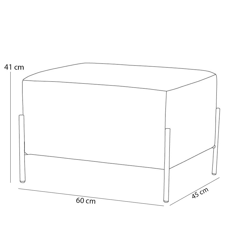 Kit 02 Puff Retangular Decorativo Status 60x45 D02 Pés de Aço Veludo Marsala C-278 - Lyam Decor