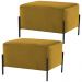 Kit 02 Puff Retangular Decorativo Status 60x45 D02 Pés de Aço Veludo Mostarda C-279 - Lyam Decor