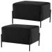 Kit 02 Puff Retangular Decorativo Status 60x45 D02 Pés de Aço Veludo Preto C-300 - Lyam Decor