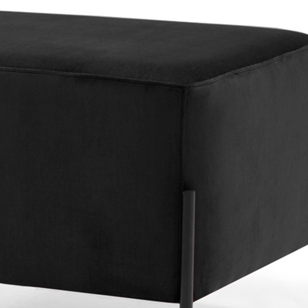 Kit 02 Puff Retangular Decorativo Status 60x45 D02 Pés de Aço Veludo Preto C-300 - Lyam Decor