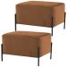 Kit 02 Puff Retangular Decorativo Status 60x45 D02 Pés de Aço Veludo Telha C-262 - Lyam Decor