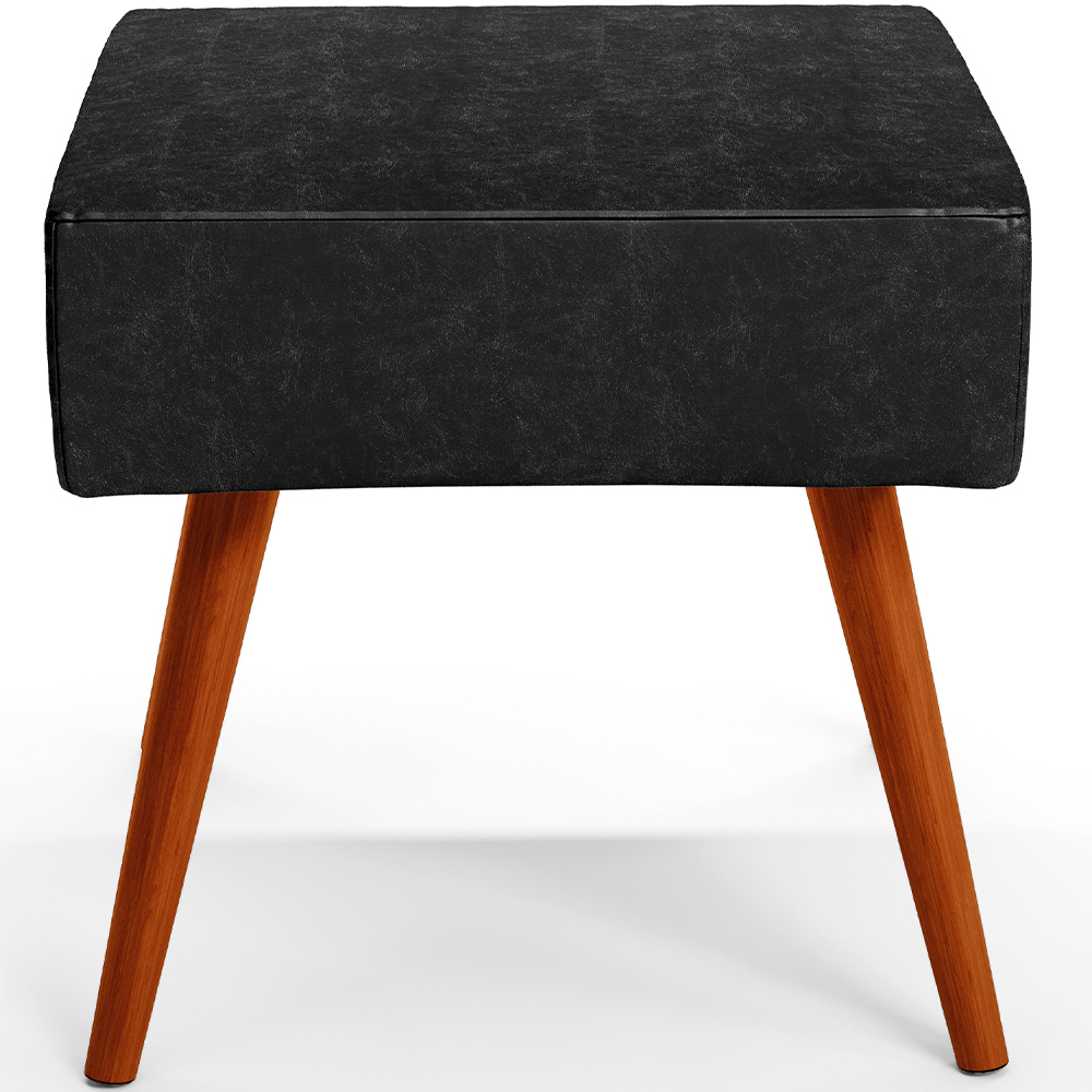 Kit 02 Puffs Banqueta Decorativa Com Pés Palito Lívia W01 Couríssimo Preto Brilho - Lyam Decor