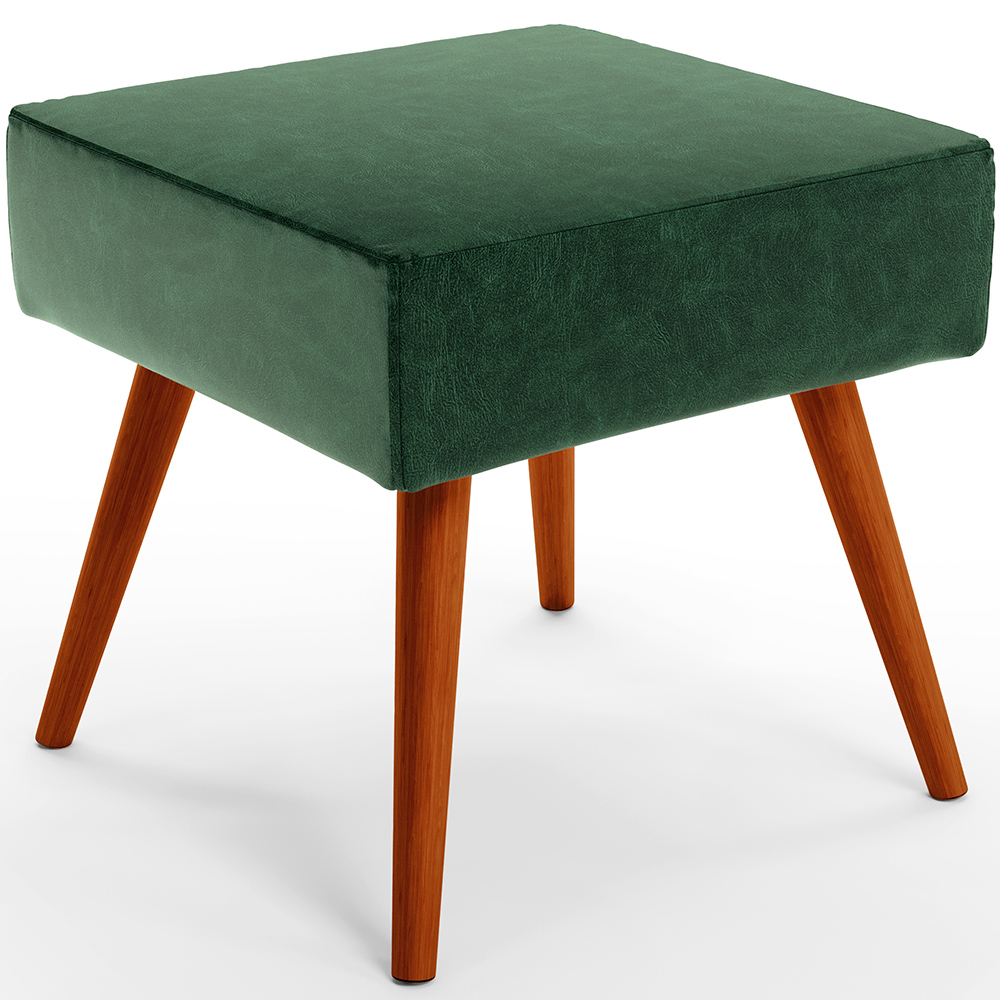 Kit 02 Puffs Banqueta Decorativa Com Pés Palito Lívia W01 Facto Verde Musgo - Lyam Decor