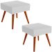 Kit 02 Puffs Banqueta Decorativa Com Pés Palito Lívia W01 Linho Cinza - Lyam Decor
