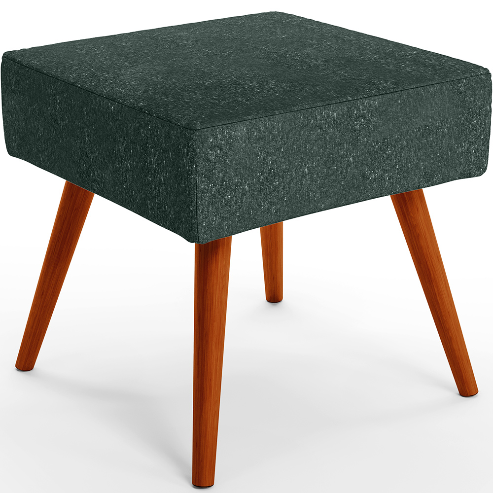 Kit 02 Puffs Banqueta Decorativa Com Pés Palito Lívia W01 Linho Verde Musgo - Lyam Decor