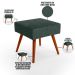 Kit 02 Puffs Banqueta Decorativa Com Pés Palito Lívia W01 Linho Verde Musgo - Lyam Decor