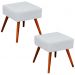 Kit 02 Puffs Banqueta Decorativa com Pés Palito Lívia W01 Corino Branco - Lyam Decor