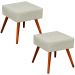 Kit 02 Puffs Banqueta Decorativa com Pés Palito Lívia W01 Suede Bege - Lyam Decor