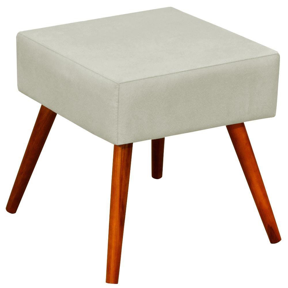 Kit 02 Puffs Banqueta Decorativa com Pés Palito Lívia W01 Suede Bege - Lyam Decor