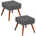 Kit 02 Puffs Banqueta Decorativa com Pés Palito Lívia W01 Suede Cinza - Lyam Decor