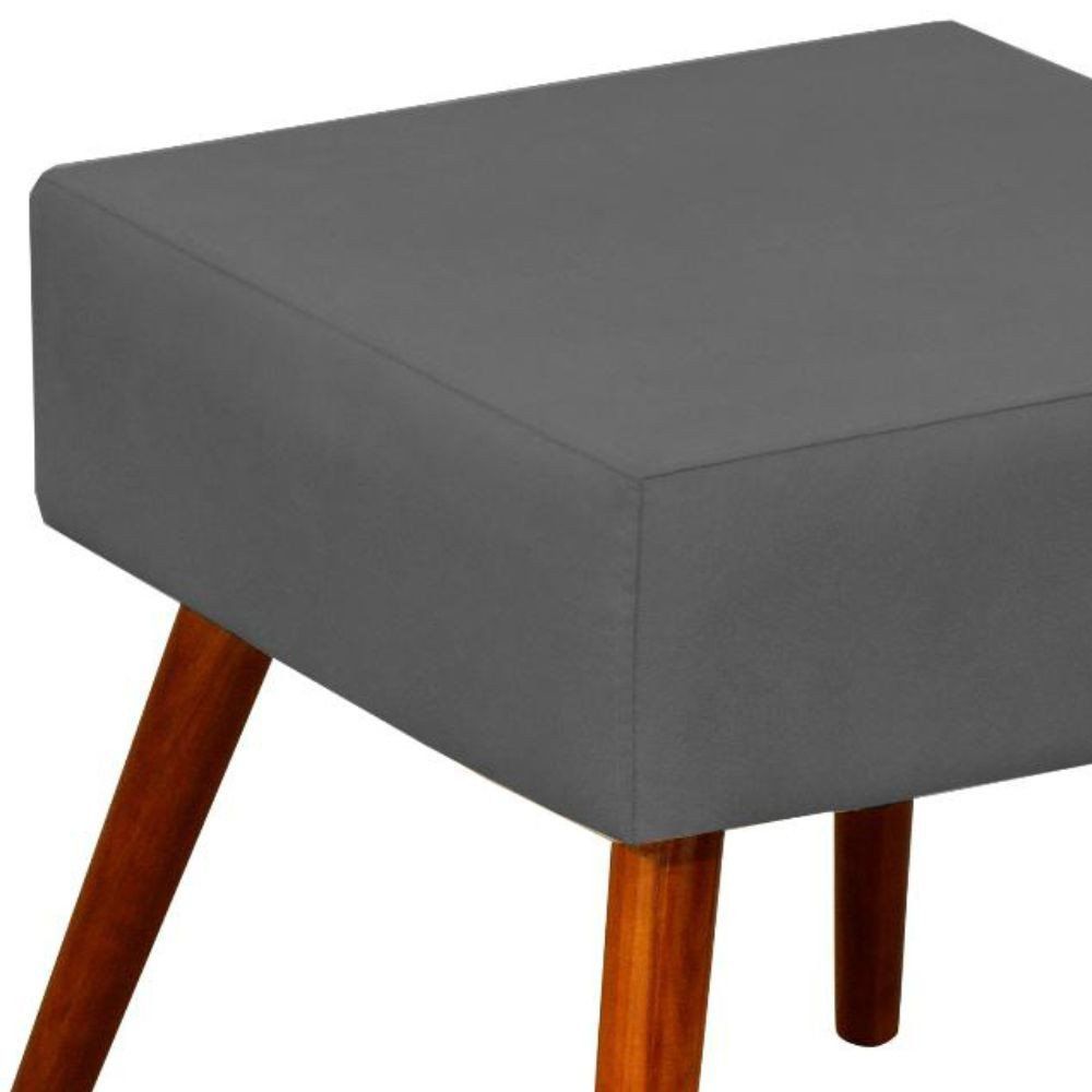 Kit 02 Puffs Banqueta Decorativa com Pés Palito Lívia W01 Suede Cinza - Lyam Decor