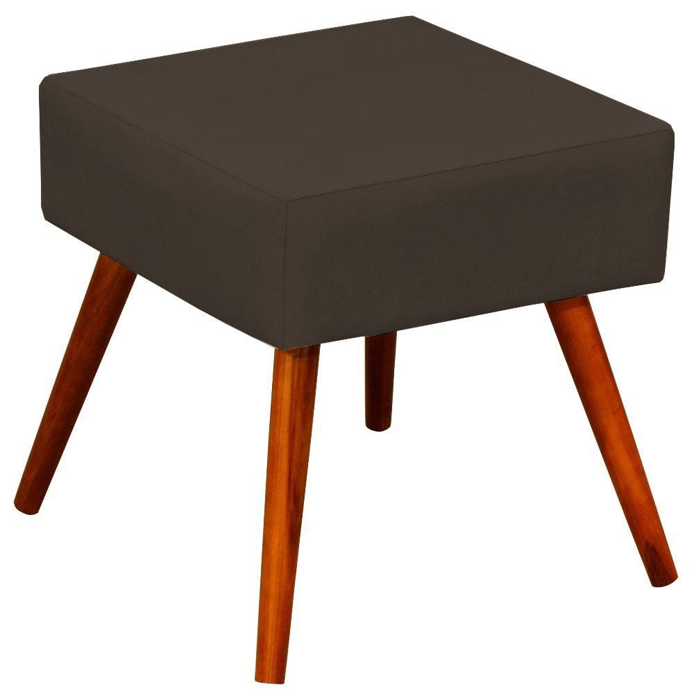 Kit 02 Puffs Banqueta Decorativa com Pés Palito Lívia W01 Suede Marrom - Lyam Decor